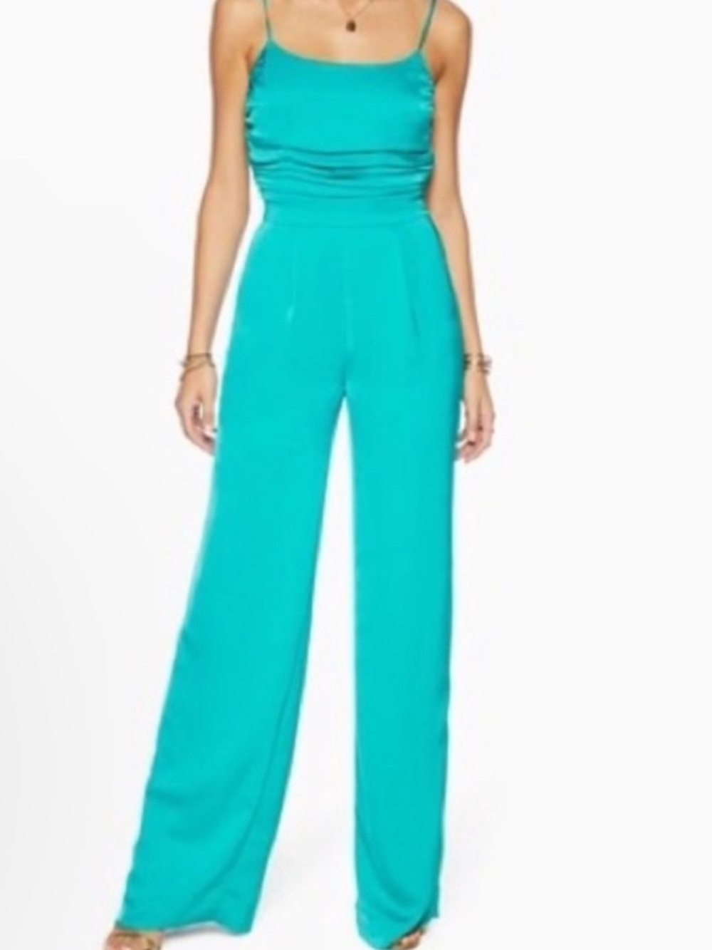Ramy Brook Teal Spaghetti-Strap Wide-Leg Jumpsuit Size 2